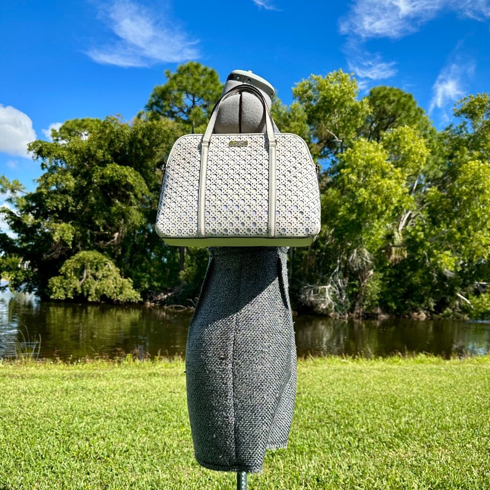 Kate Spade NY Newbury Lane Caning Rachelle Winter White Eyelet Shoulder Bag